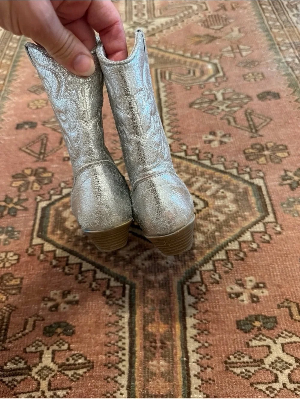 Tucker + Tate Toddler Little Girl Cowboy Cowgirl Boots -  metallic silver size 9